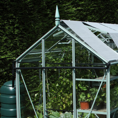 Rhino greenhouse downpipe kit connecting gutters to a water butt